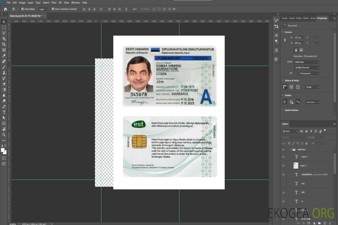 Carte d'identité diplomatique d'Estonie 2018-présent template Carte d'identité diplomatique d'Estonie 2018-présent template